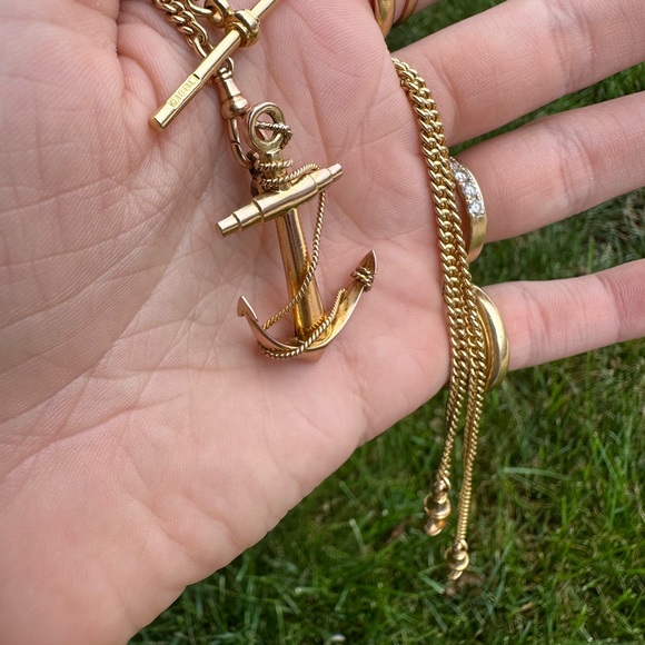 EXTREMELY RARE ESTATE 18k ANTIQUE DOUBLE ALBERT CURB WATCH CHAIN FROM BIRMINGHAM - Picture 9 of 11